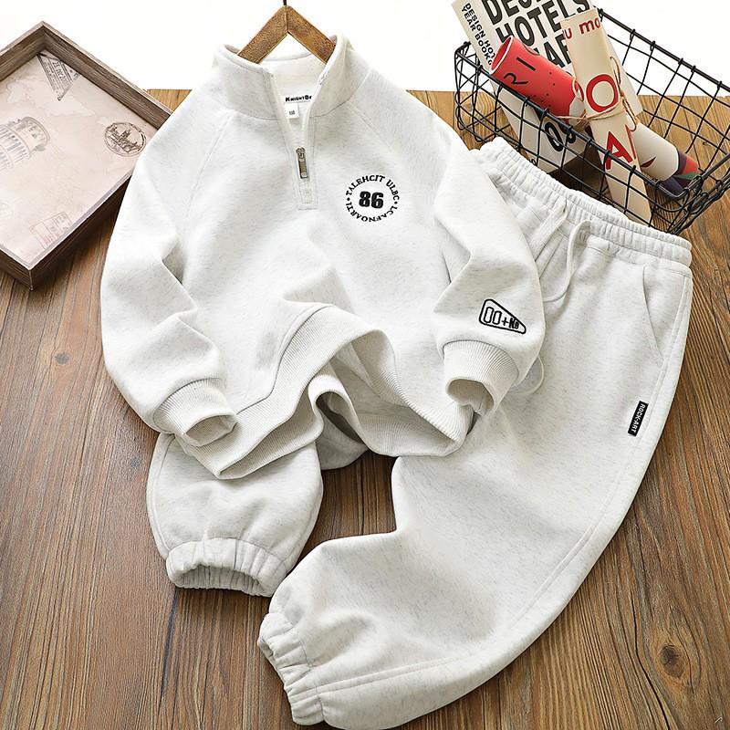 Chlapecká trendy fleecová sportovní souprava - Podzim/Zima 2025: Silná Teplá Dvoudílná Mikina a Tepláky