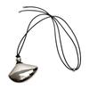 Fashionable Silver Shell Pendant Necklace for Women Adjustable PU Leather Rope Long Neckchain Hanging Neck Chain