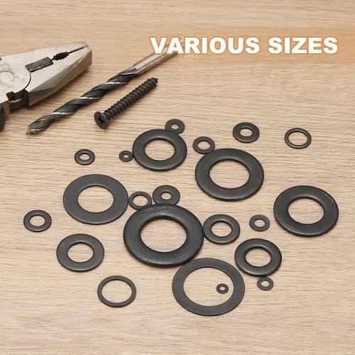 PATIKIL M14 Flat Washers, Stainless Steel, 14-Piece Set, M14x28x1.2mm, 304 Stainless Steel, Black, for Car, Furniture, and Machine Repairs