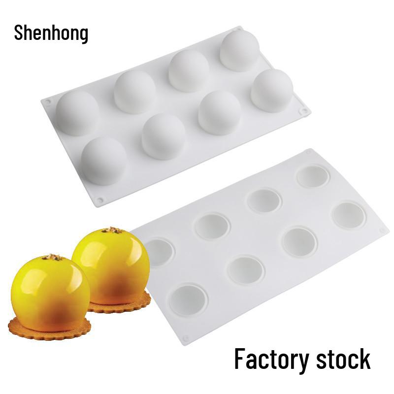 8-Cavity Round Sphere Silicone Mold for Mousse, Chocolate, Soap, and Candle Crafting