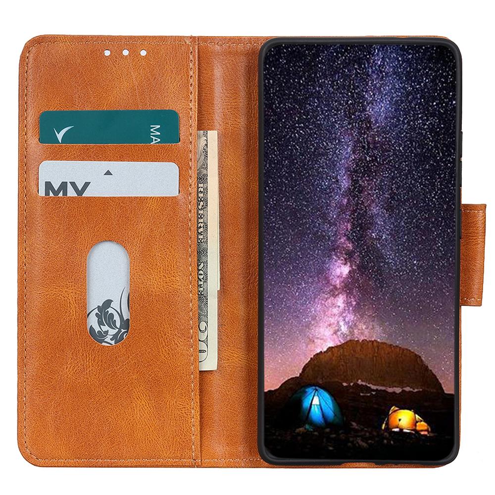 

For Honor X9a 5G/X40 5G/Magic5 Lite 5G Crazy Horse Texture Phone Case Stand PU Leather Wallet Cover Brown