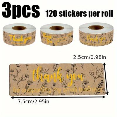 3 Pcs Kraft Paper Thank You Stickers Rectangular Stationery Stickers for Small Business Seal Labels Design
