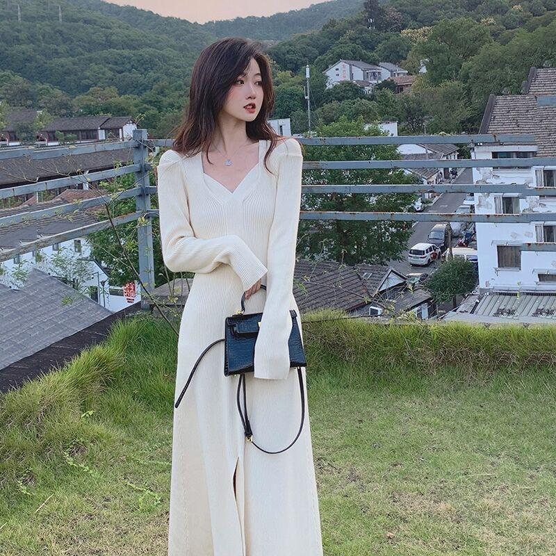 Black Neck Dress Light Luxury Niche High-end Winter Primer Sweater Skirt Knitted Dress