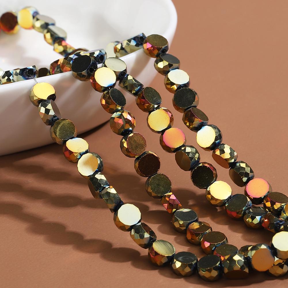 

100pcs Crystal Stone Beads Rondelle Austria Faceted Loose Spacer Beads Black Purple Gold Color Beads for Punk Jewelry Making DIY