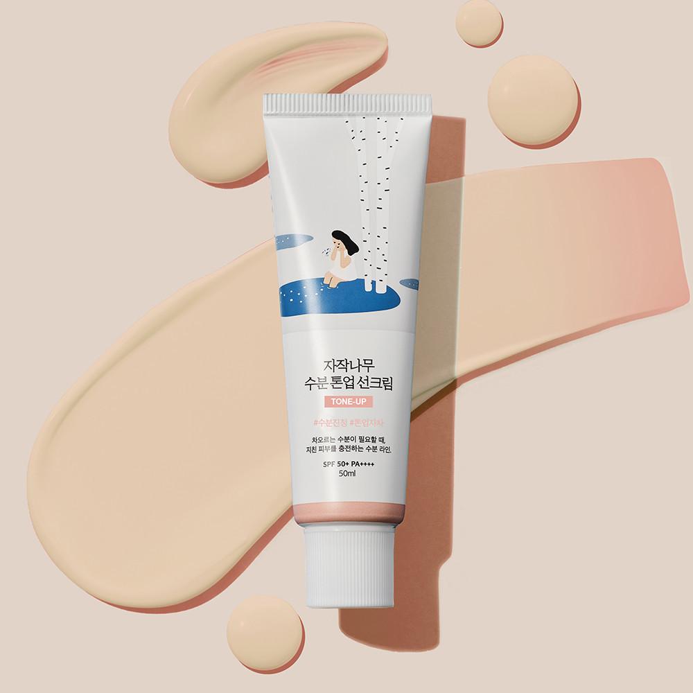 Round Lab Birch Moisturizing Tone-Up Sun Cream – Brightening & UV Protection with Soothing Care, Korean