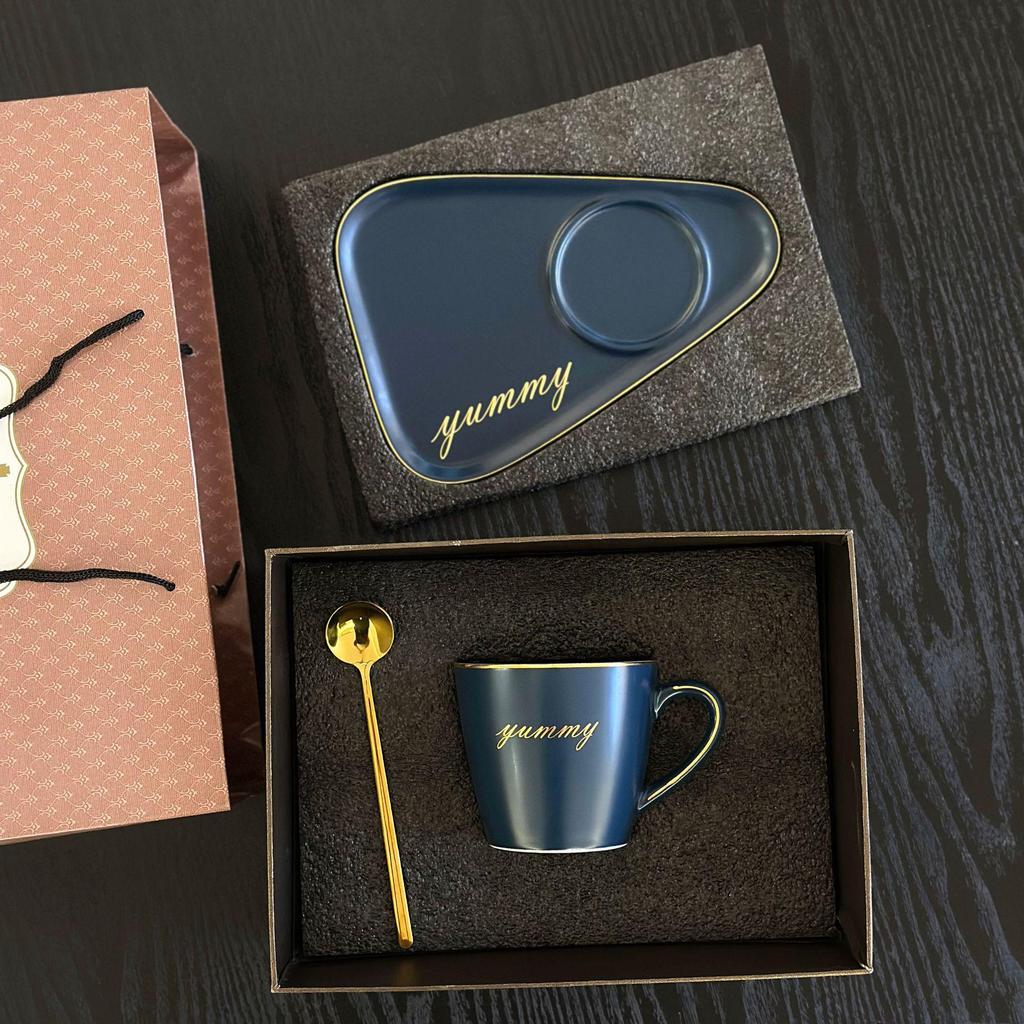Luxury Triangle Coffee Cup & Saucer Set with Spoon - Ideal Gift with Custom Logo