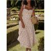 European and American sexy women's clothing new suspender sleeveless dress retro floral high waist long dress
