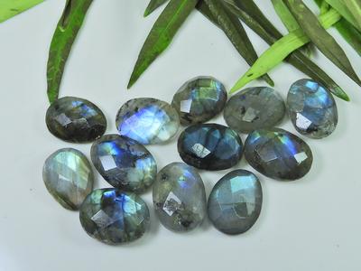 12X16MM Natural Labradorite Both Side Checker Cut Oval Gemstone 12Pcs Lot LM-1218