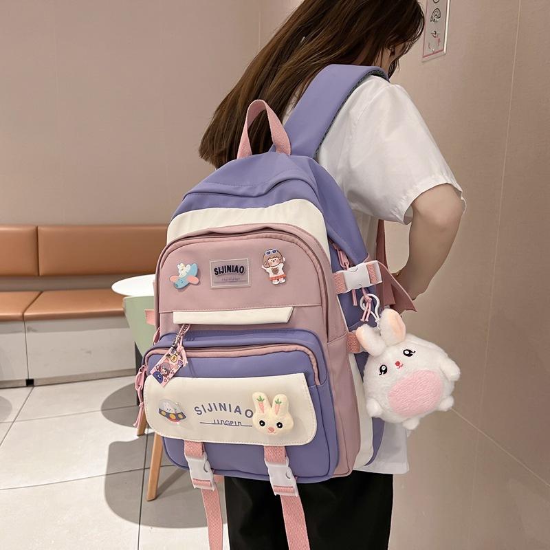Fashion Female Harajuku Contrasting Colors Junior High School Backpack Fashion Student Backpack Student Schoolbag