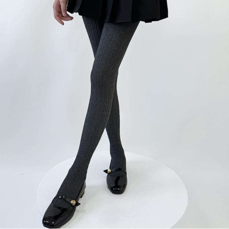 Women Japanese Twist Striped Pattern Jacquard Stockings Pantyhose Spring Fall Opaque Tights Bottoming Leggings Hosiery