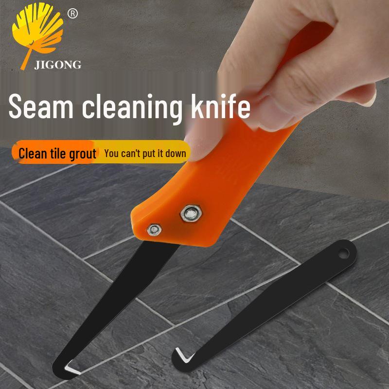 Tile Seam Grouting & Cleaning Tool - Hook, Slotting, and Construction Knife