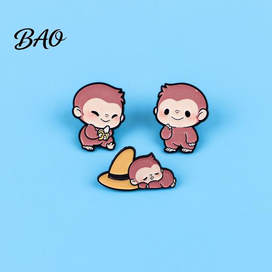 Cartoon Monkey Badge Brooch Pin, Enamel Design Lapel Bright Color Outfit with Wear-resistant Standard Safety Lightweight Accessory for Clothes