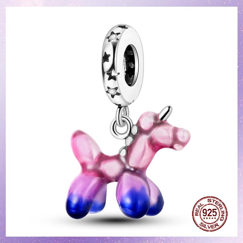 Purple Charms Copper Fit Original Pendant Bracelet Butterfly Glass Heart Feather Clip Charm Dangle Luminous Bead Diy Jewelry