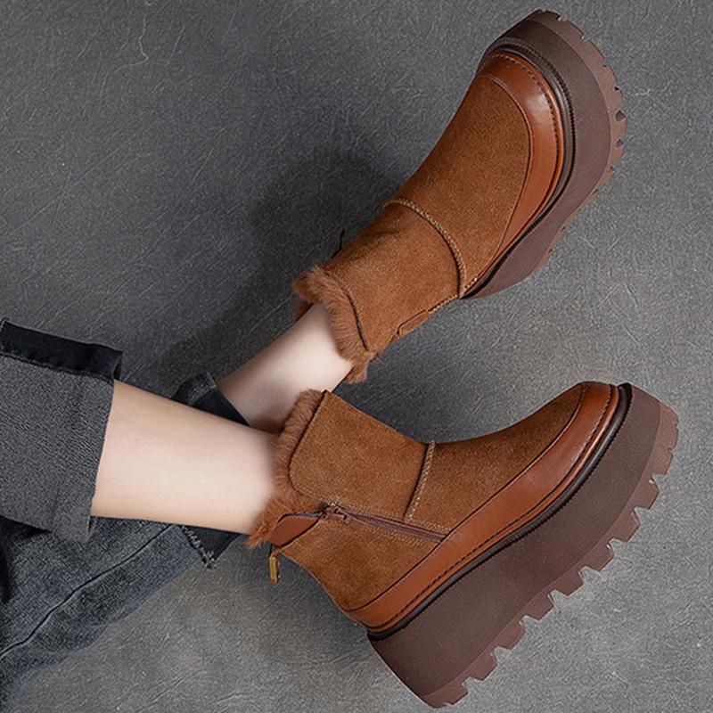 

Женские зимние ботильоны на платформе из замши Desogner, короткие, плюшевые, хлопковые, на среднем каблуке, тренд 2025 года, теплые, удобные, женские ботинки 40