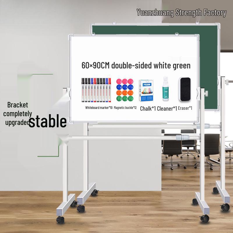 Double-Sided Magnetic Whiteboard & Chalkboard with Mobile Stand for Home, Teaching, and Office Use