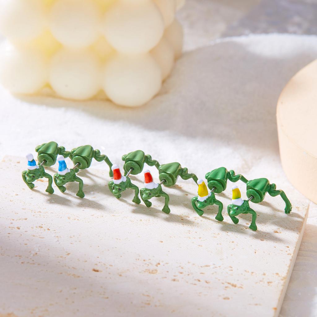 Funny Green Frog Stud Earrings For Women Cute Animal Frog Ear Clip Piercing Studs Y2k Aesthetics Jewelry Gifts