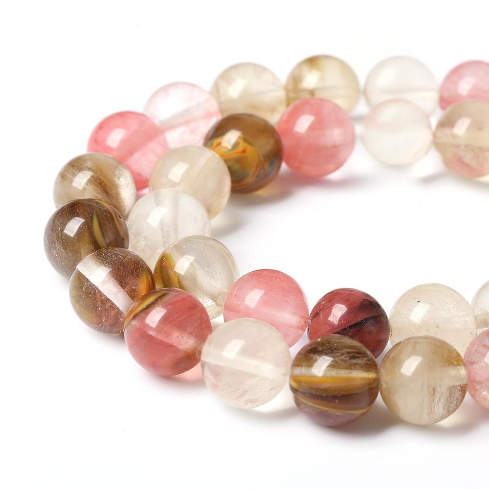 Natursten av vattenmelonskal 4/6/8/10/12 mm Kristallpärlor 15" Sträng Släta Lösa Mellanläggspärlor för Smyckestillverkning DIY Armbandsaccessoarer