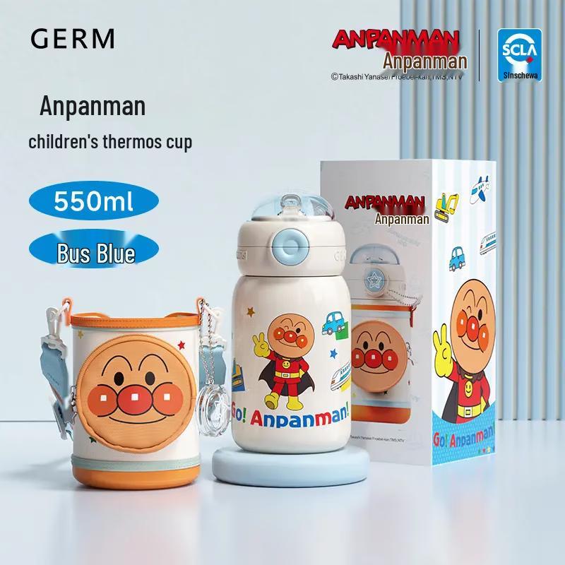 Детская термобутылка с двумя крышками и трубочкой Anpanman, 550 мл