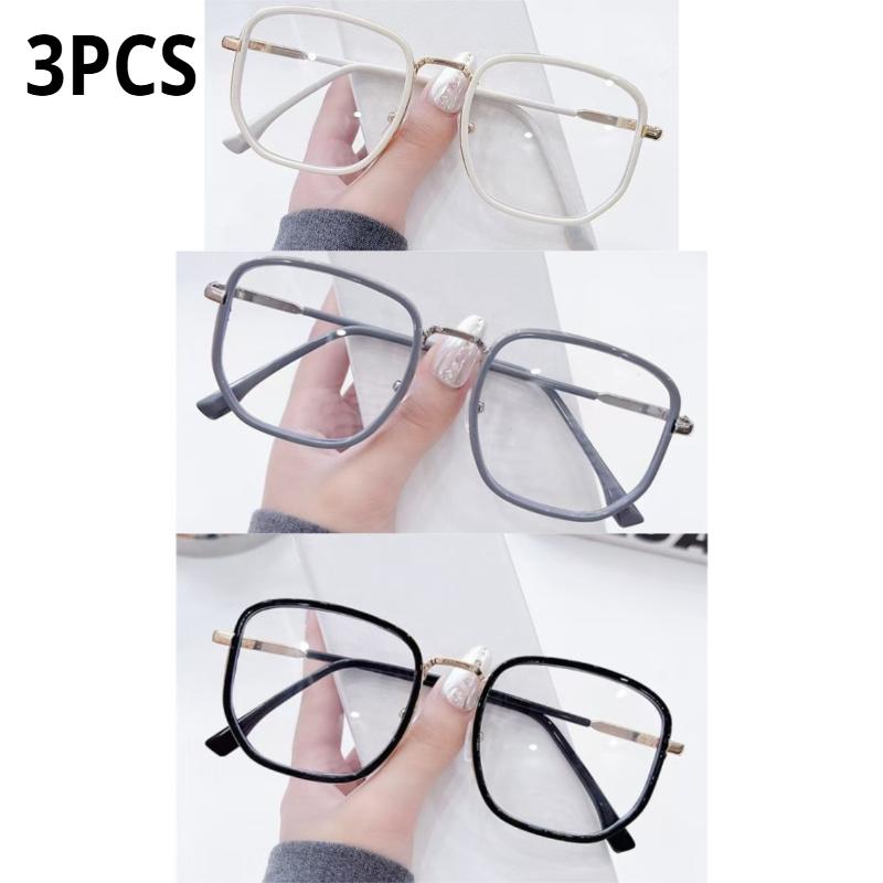 

3PCS Retro Fashion Polygonal Anti-Blu-Ray Glasses Women Men Computer Anti-Radiation Glasses Interchangeable Lens 4