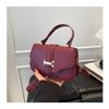 Casual Simplicity  Fashion New Texture Solid Color Retro Trend One Shoulder Portable Crossbody Small Square Bag Women