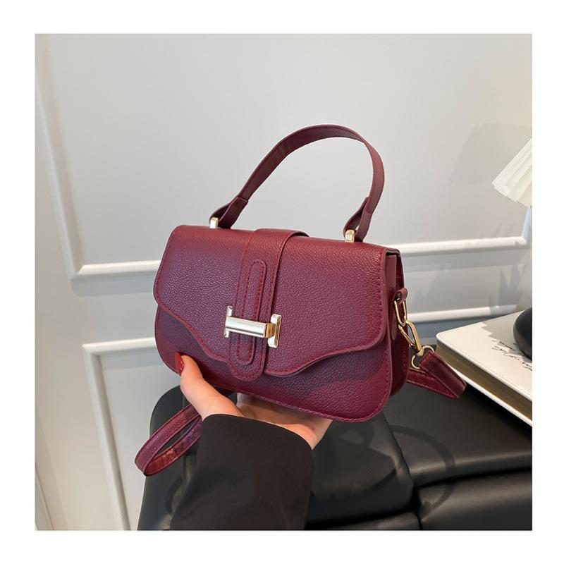 

Casual Simplicity Fashion New Texture Solid Color Retro Trend One Shoulder Portable Crossbody Small Square Bag Women червоний