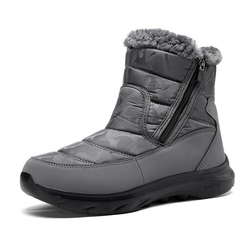 Winter large size velvet warm waterproof side zipper snow boots men's northern cotton boots high top large cotton shoes short boots