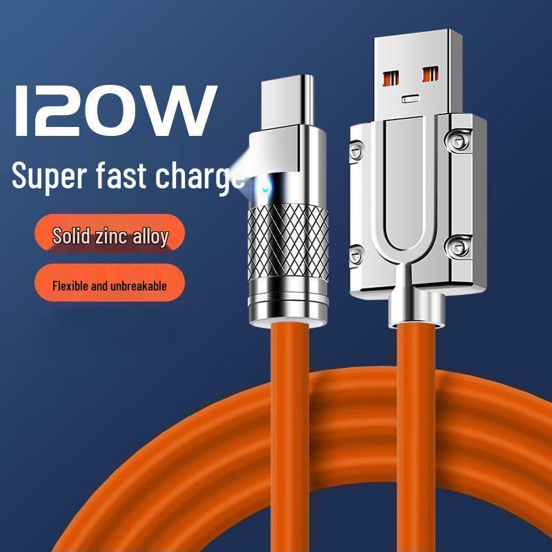 120W Rotating 3-in-1 Fast Charging Data Cable for Android, Huawei, and Apple - 6A Super Charge