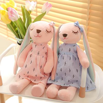 Kawaii Lapin à longues oreilles en peluche Jouets pour bébé Poupées de confort pour le sommeil Jouets en peluche doux pour animaux Lapin adorable pour enfants Filles 35CM