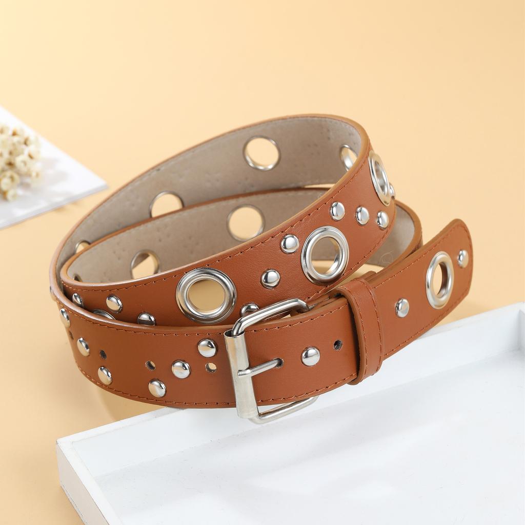 Air Eye Rivet Belt Personality Women'S Belt Hollow Punk Wind Pin Buckle Belt Women