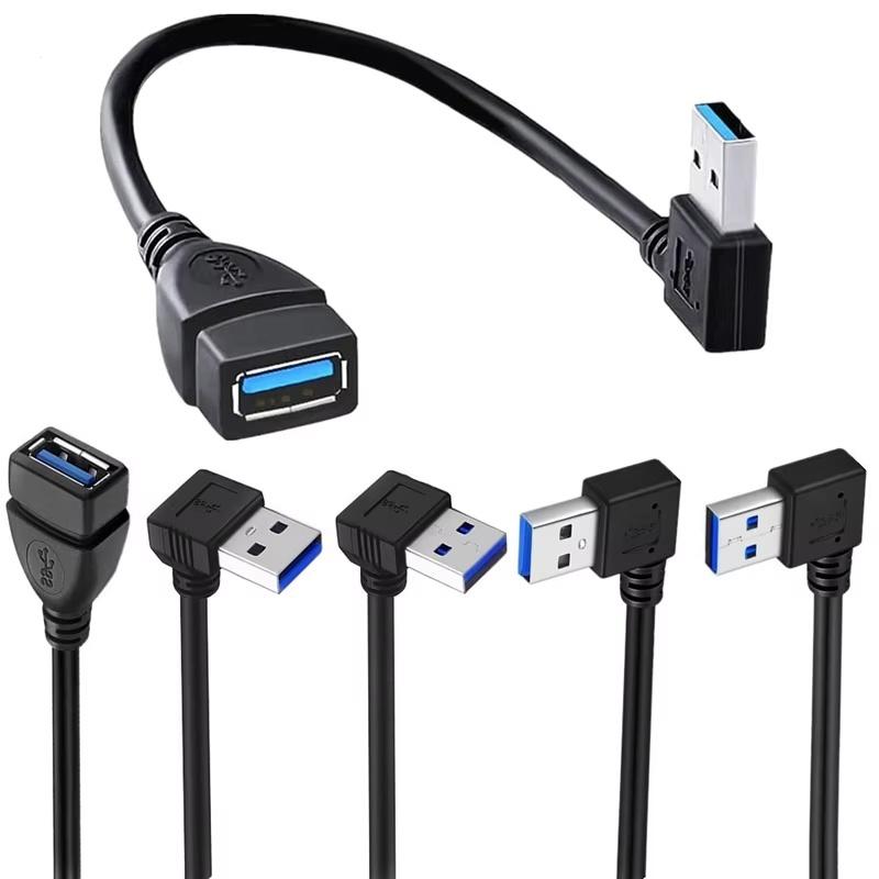 USB 3.0 Cable Right/Left/Up/Down Angle 90 Degree Extension Cable USB Male To Female Extension Adapter USB Cables Extension Cord
