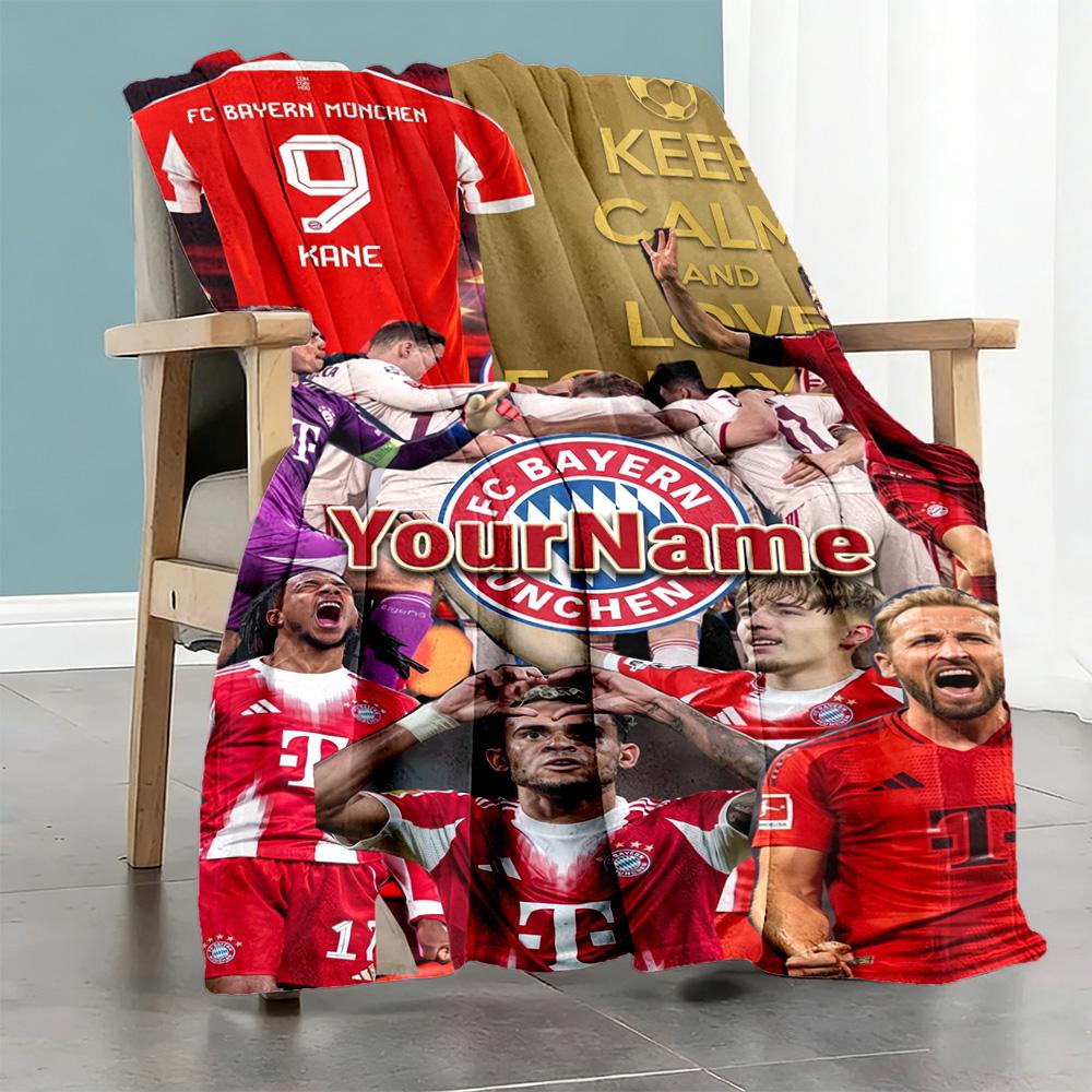 Bayern Munich Personalized Text Blanket Multi-purpose Personalized Blanket Comfortable for Home Decor Couch Picnics Office for All Occasions