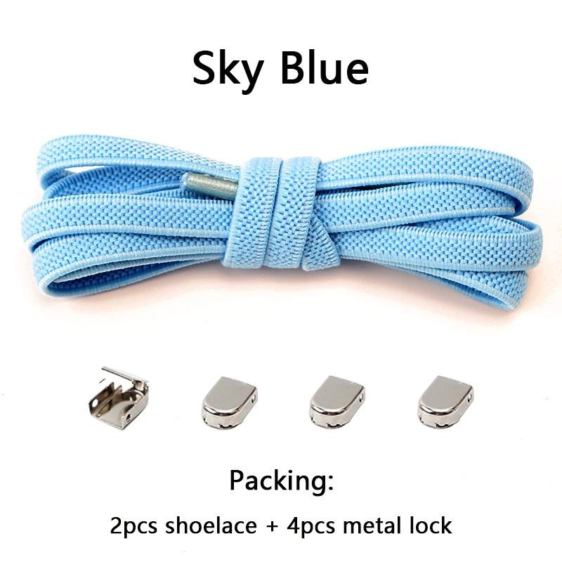 1 Pair Flat Shoe Laces For Sneakers Elastic Shoelaces Without Ties Press The Metal Lock Lazy Shoes Lace Rubber Band Accessories