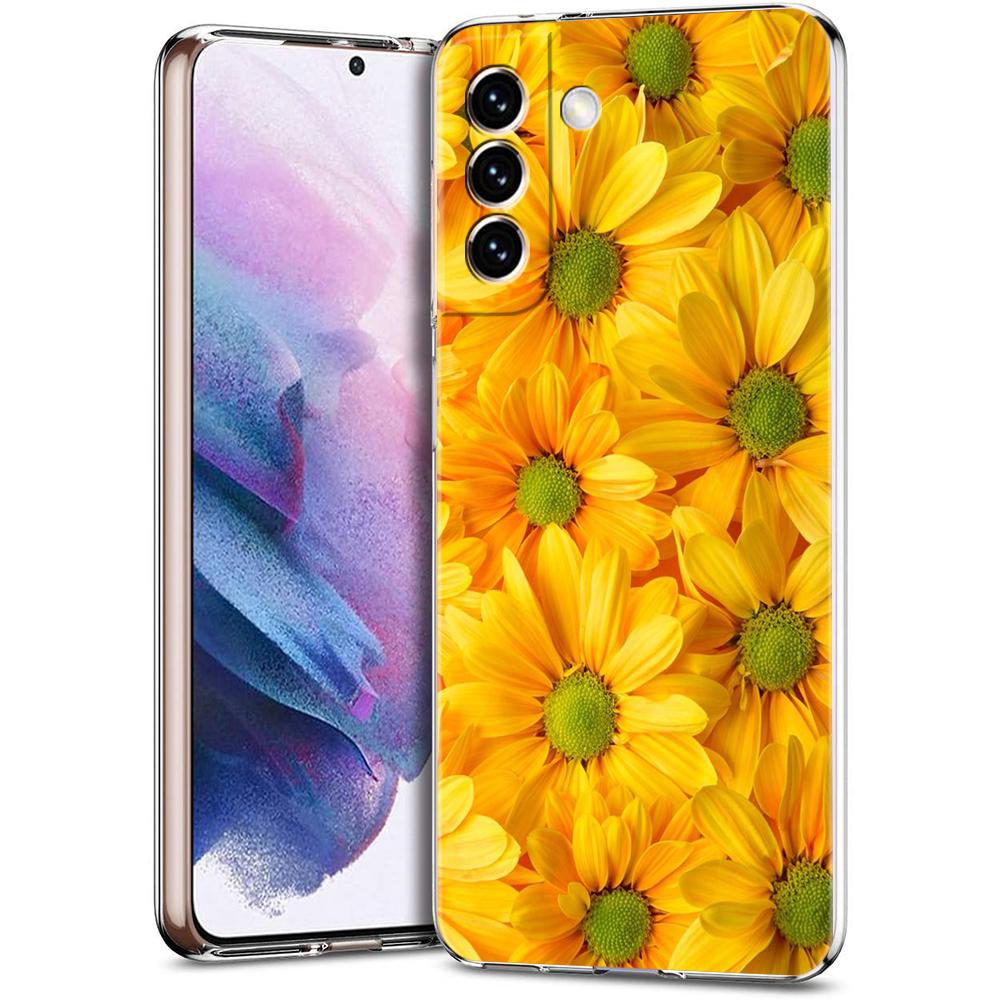 Phone Case For Samsung Galaxy S24 Ultra S23 FE S22 S20 S21 5G S10 S9 Plus S10E S8 Silicone Clear Beauty Flowers Leaves Cover