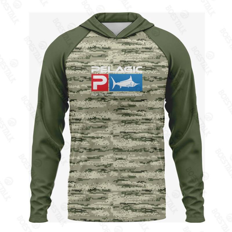 PELAGIC Langarm-Fischer-Hoodie UV-Schutz Atmungsaktiv Schnelltrocknend Bekleidung Herren