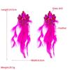 Women's Drop Earring Alloy Crystal Flower Long Feather Tassel Earrings Premium Bohemian Earrings