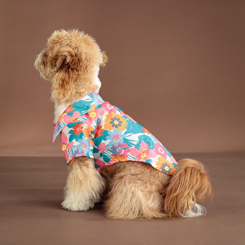 Hundebekleidung Hawaiianischer Blumenprint Strandhemd
