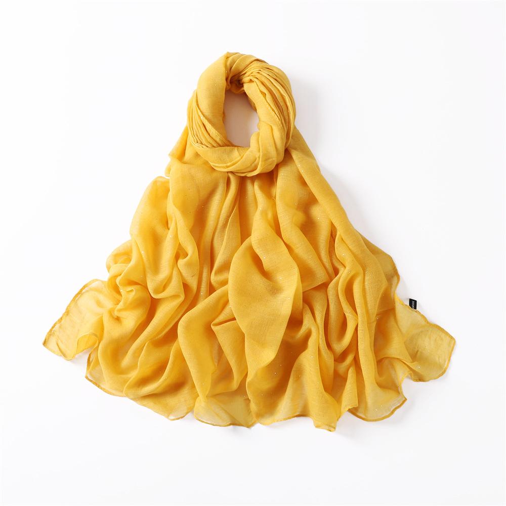 

New Summer Shiny Voile Cotton Linen Women Scarf Girls Solid Sunscreen Thin Scarves Soft Foulard Shawl Casual Female Wrap Shawls
