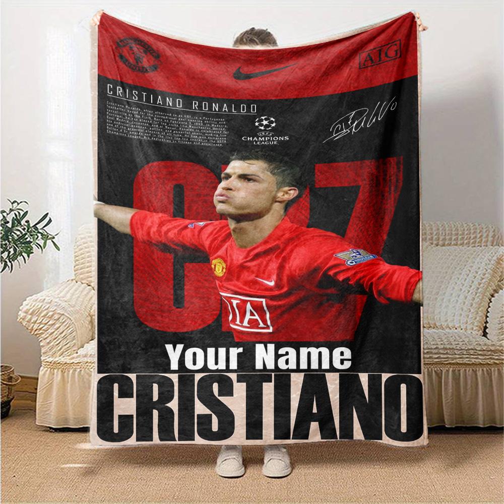 Cristiano Ronaldo (32) Personalized Text Blanket Cozy Personalized Blanket Ultra-Soft Throw For Bedding Home Decor Living Room Picnics All-Season Use