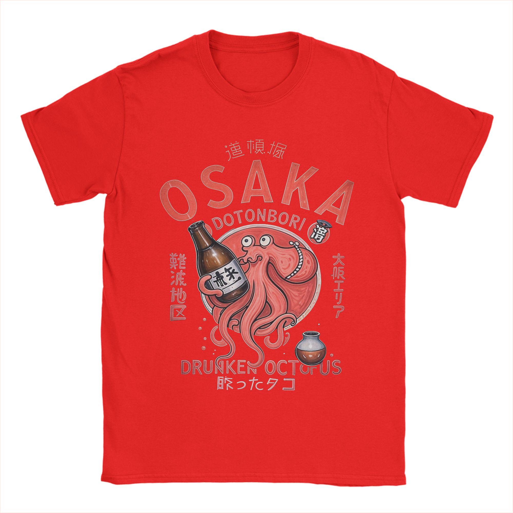 Osaka Dotonbori Drunken Octopus TShirt for Men Funny 100 Cotton Tee Shirt Short Sleeve T Shirt Graphic Printed Tops S