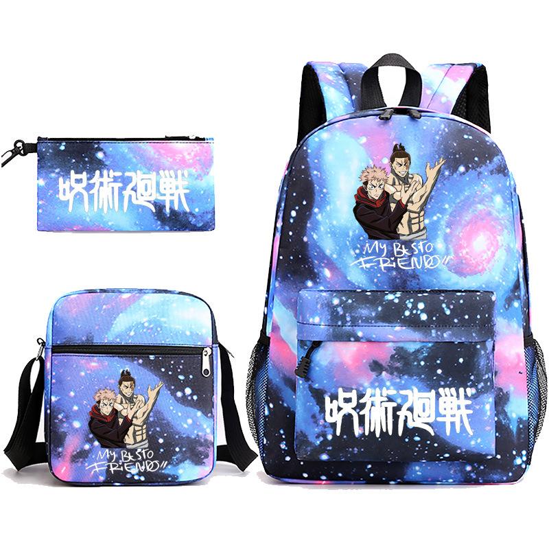 Σετ σακιδίου πλάτης Jujutsu Kaisen τριών τεμαχίων με στάμπα έναστρου ουρανού