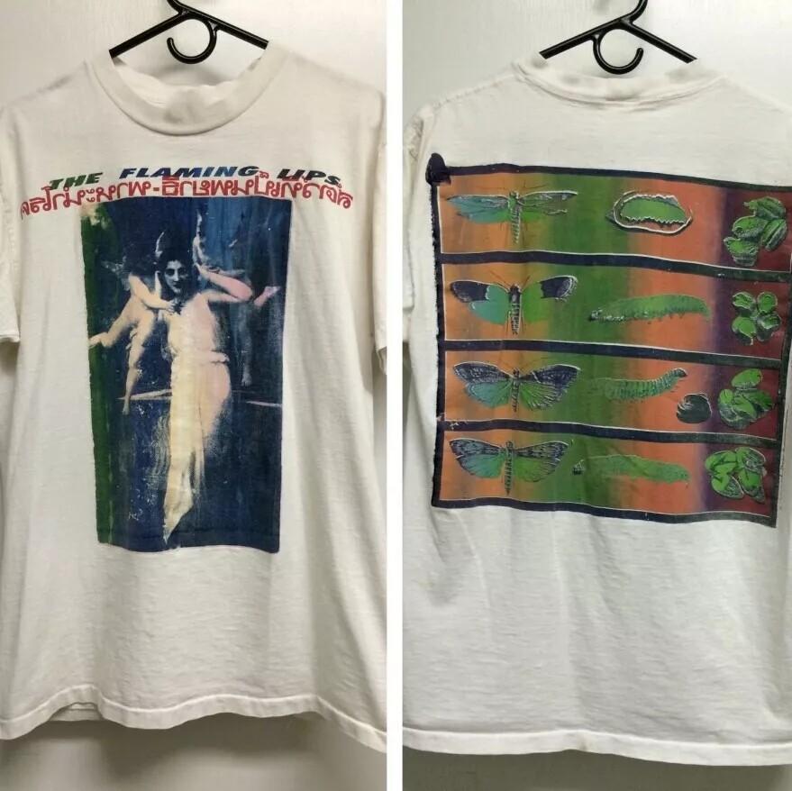 Rare 90 s The Flaming Lips Rock Band 2 Side White Unisex Tshirt Reprint S-5XL Unisex T-Shirt M