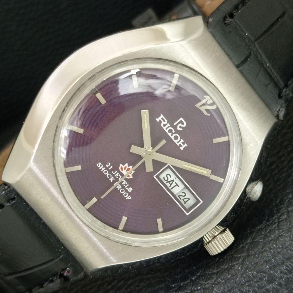VINTAGE RICOH R31 AUTOMATIC JAPAN MENS PURPLE COLOR DIAL WATCH A709219-1
