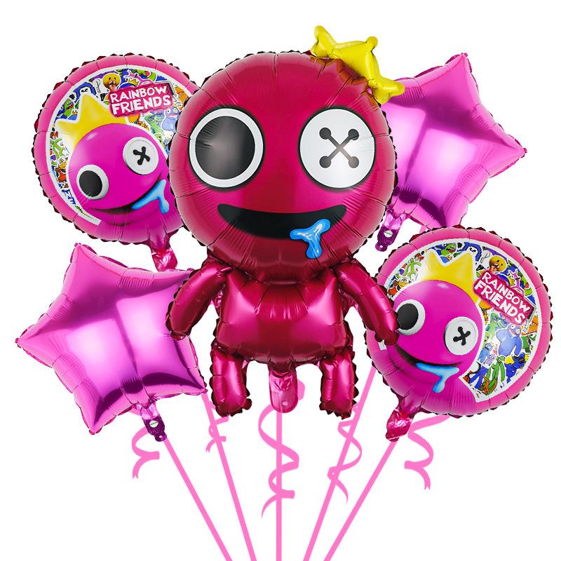 New Rainbow Friends Balloon Set Roble Set The Theme Of The Balloon Birthday Architecture Aluminum Film Balloon