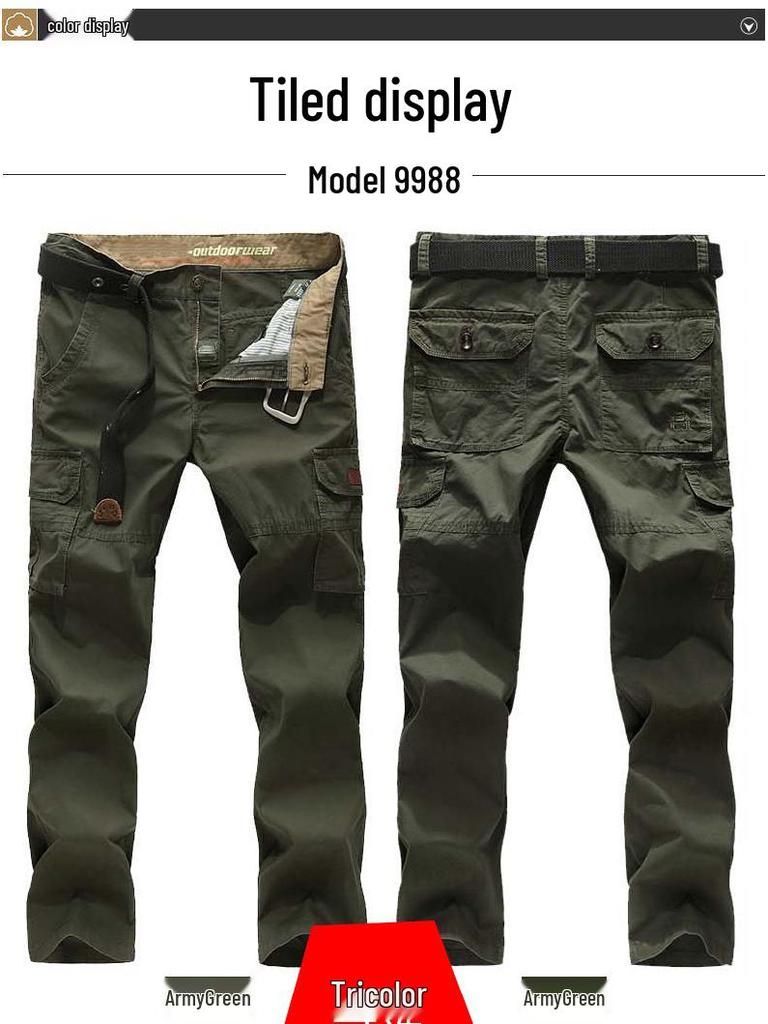 Pantaloni Cargo da Uomo Primaverili - Spessi, Larghi, Gamba Dritta, Multitasche, Taglie Forti, Pantaloni in Puro Cotone