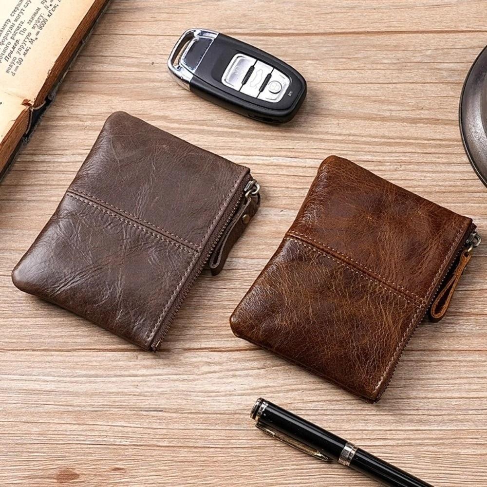 Retro Men's Short Wallet Zipper Pocket Purse Fashion Credit Card Case  Outdoor