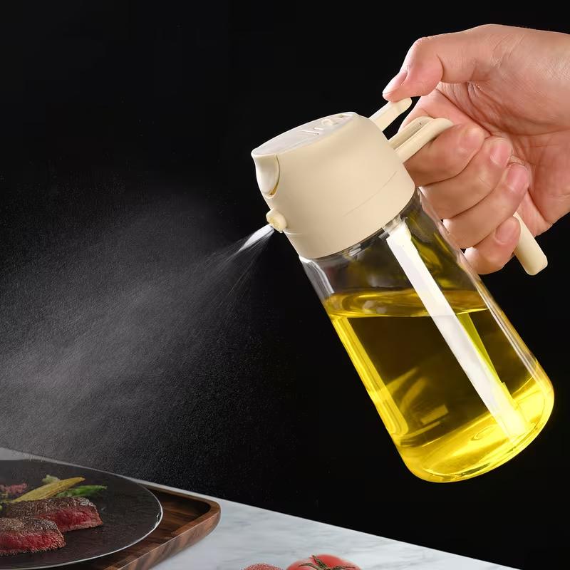 Flacone Spray per Olio d'Oliva per Versare Olio da Cucina Spezie Campeggio Dispenser con Coperchio Automatico Agitatore per Spezie