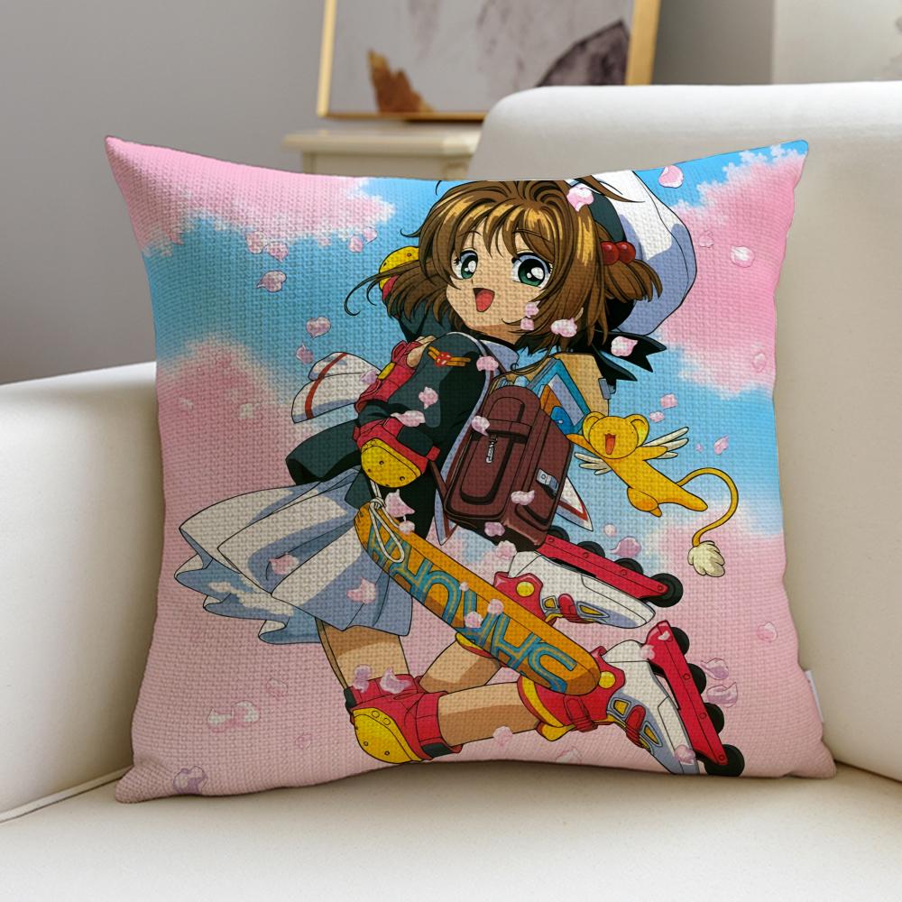 Magical CCardcaptor SakuraS Cushion Cover Breathable and skinfriendly linen pillowcase square removable and washable cushion