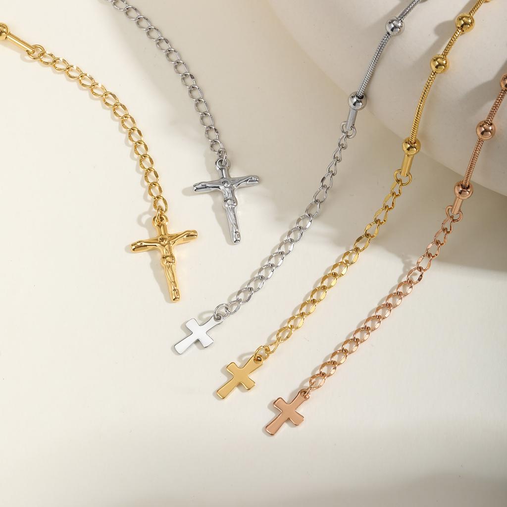 Rosary Bracelet for Women Girls, Gold Plated Stainless Steel Religious Cross and Virgin Mary Prayer Bracelets Gifts