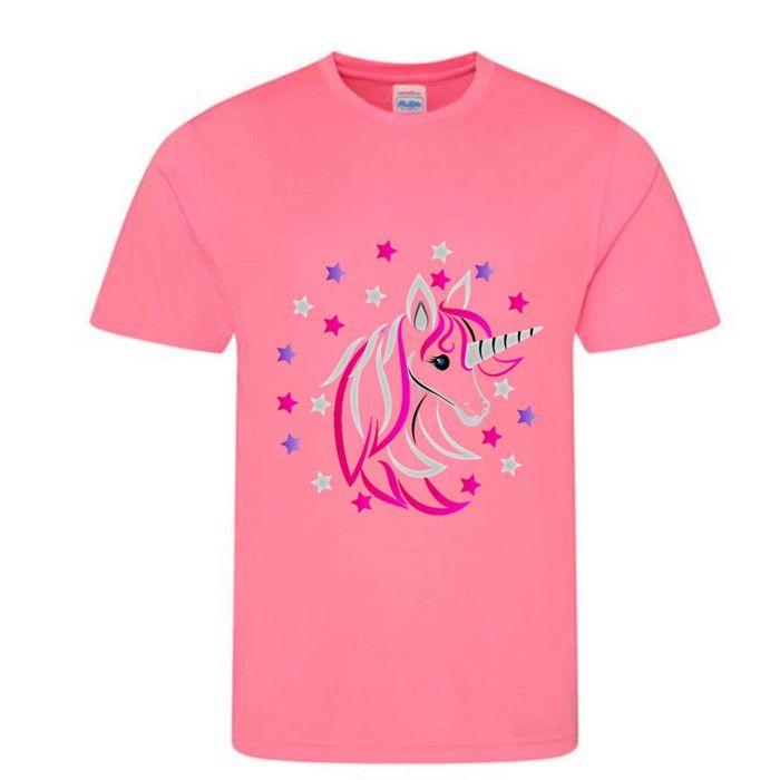 T-Shirt enfant - Licorne - Rose - 100% coton - Manches courtes - Taille 3/4 ans