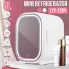 New 8L DeskTop Face Beauty Cosmetics Fridge Skin Care Goods Mirror Fridge Portable Car Refrigerator Freezer Cooler Warming Box For Home Use